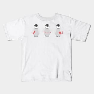 Valentine Penguins (Pink Background) Kids T-Shirt